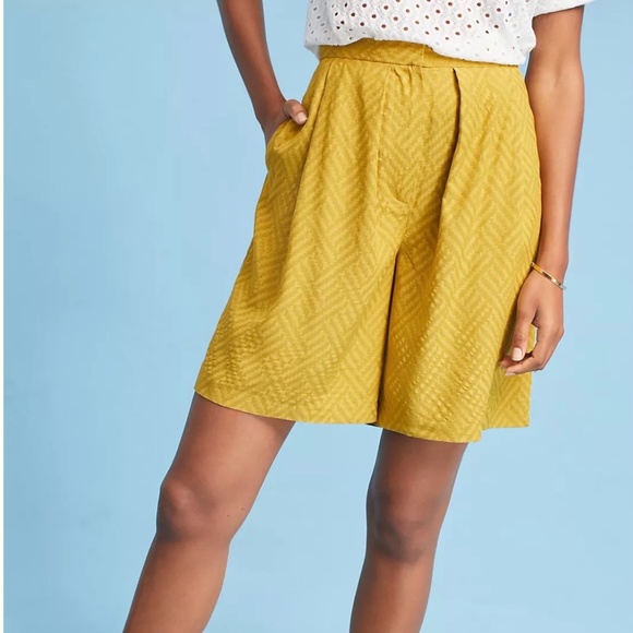 Anthropologie Seen Worn Kept Pleated Chevron Shorts - Picture 7 of 8